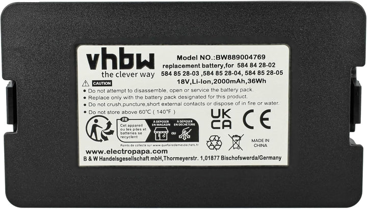 vhbw Akku kompatibel mit Husqvarna Automower Sileno Life Rasenroboter (2Ah, 18V, Li-Ion)