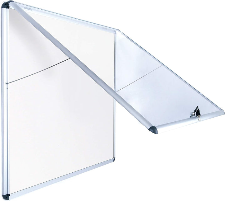 Bi-Office Schaukasten Vitrine "Enclore", Schwingtür nach oben, Whiteboard, Mangetische Innenfläche,