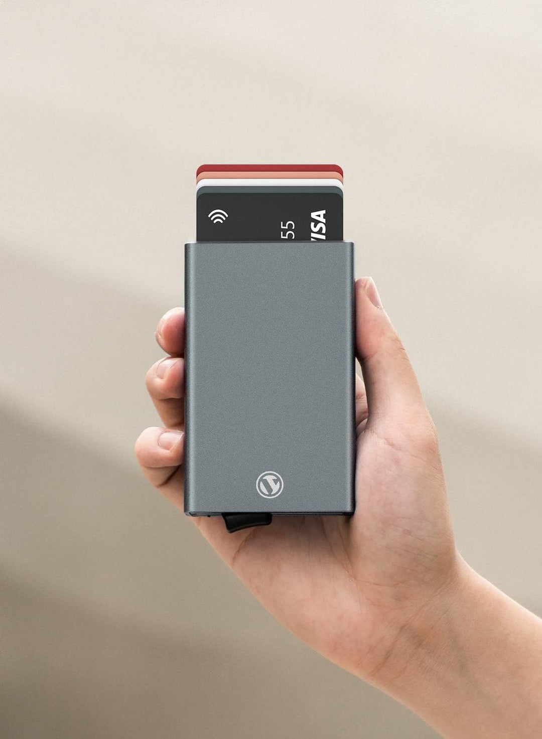 VULKIT Kartenetui Metall mit RFID NFC Schutz Karten Geldbörse Herren Geldbeutel Doppelt Karten Etui