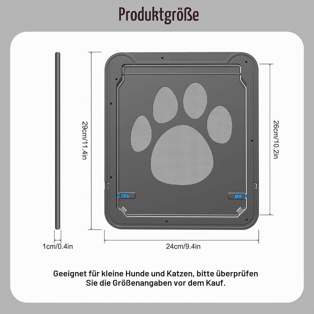 Einfache Installation Katzenklappe(29 cm * 24 cm) Abschliessbar Haustierklappe Fliegengitter mit Mag