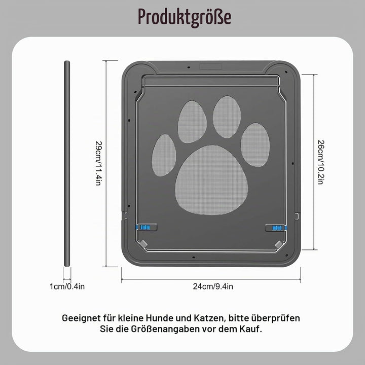 Einfache Installation Katzenklappe(29 cm * 24 cm) Abschliessbar Haustierklappe Fliegengitter mit Mag