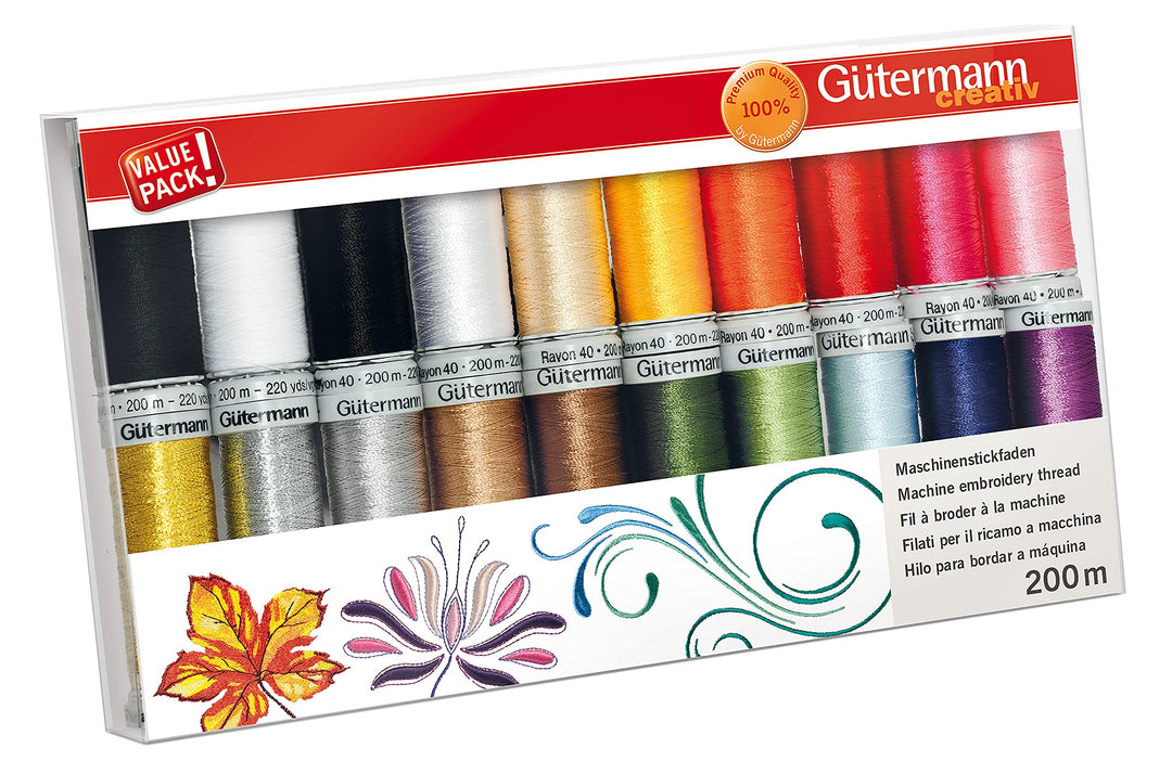 Gütermann creativ Maschinenstickfaden-Set mit 20 Spulen in verschiedenen Farben 20 Spulen classic, 2