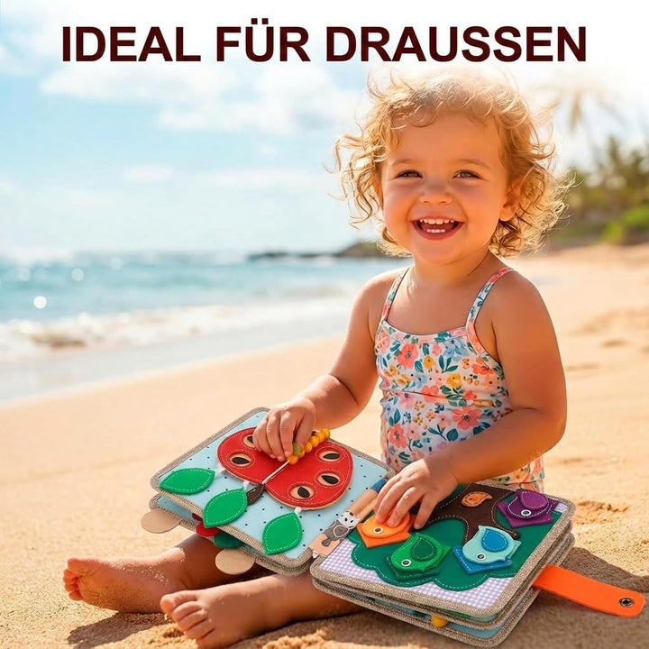 Quiet Book ab 1 Jahr – Montessori Busy Board aus Weichem Filz, Unkaputtbares Stoffbuch für Baby & Kl