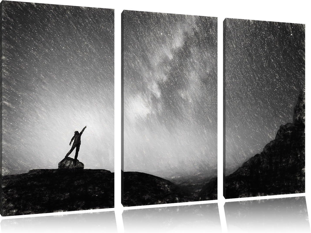 Pixxprint Sternenfänger Milchstrasse Kunst als Leinwandbild/Grösse: 3 Teilig (120x80) cm/Wandbild/Ku