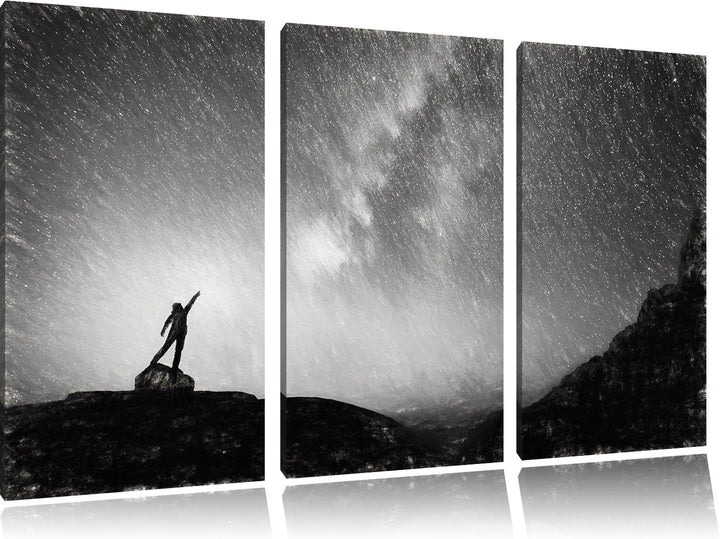 Pixxprint Sternenfänger Milchstrasse Kunst als Leinwandbild/Grösse: 3 Teilig (120x80) cm/Wandbild/Ku