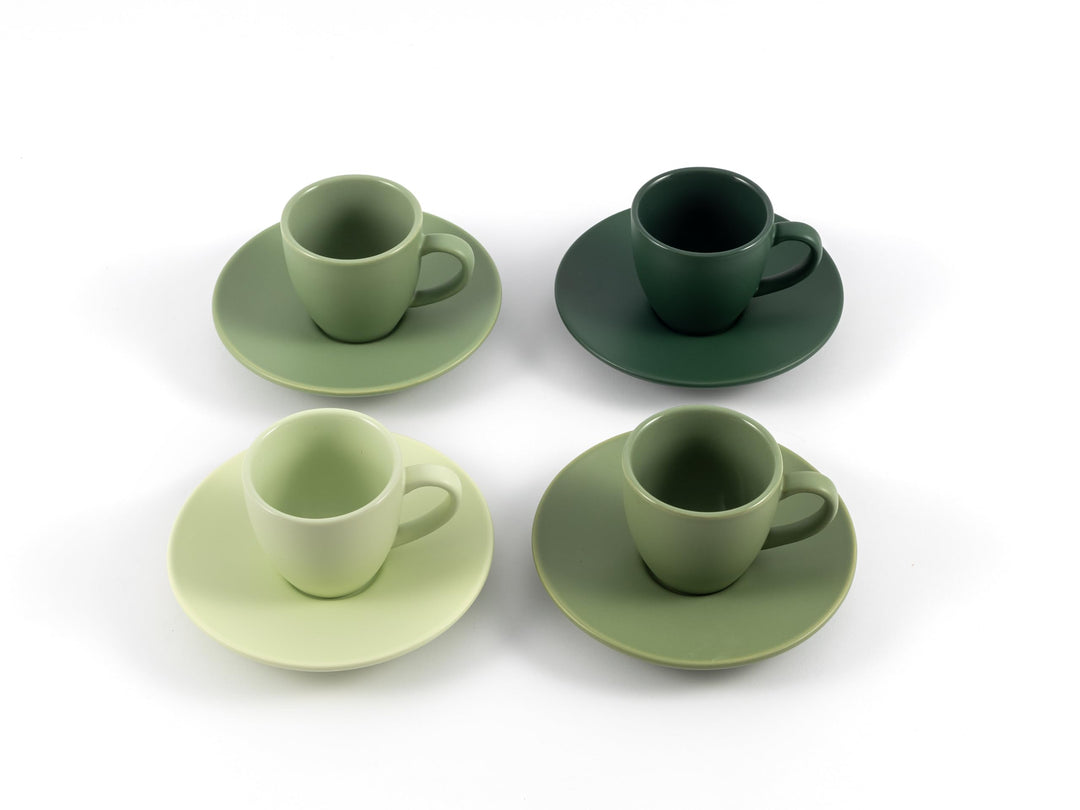 Hanseküche Espressotassen Set aus Steingut (4er Set, 75ml) – Dickwandige Espresso Tassen mit Unterta