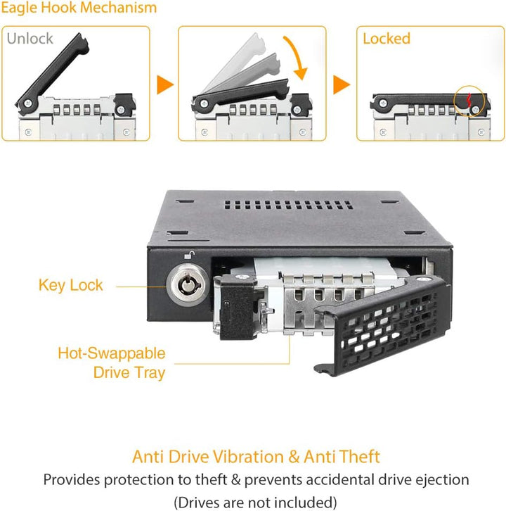 ICY DOCK ToughArmor MB601VK-B - 2,5 Zoll U.2 PCIe 4.0 NVMe SSD Wechselrahmen bis zu 64Gbps - Vollmet