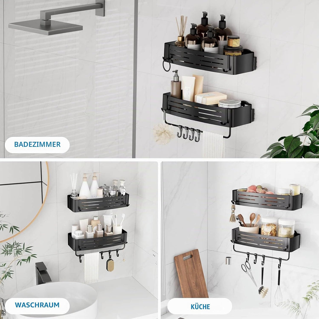 2 Stück Duschregal Ohne Bohren mit Saugnapf, Wasserdicht Badregal Abnehmbarer Bad-Organizer mit Hand