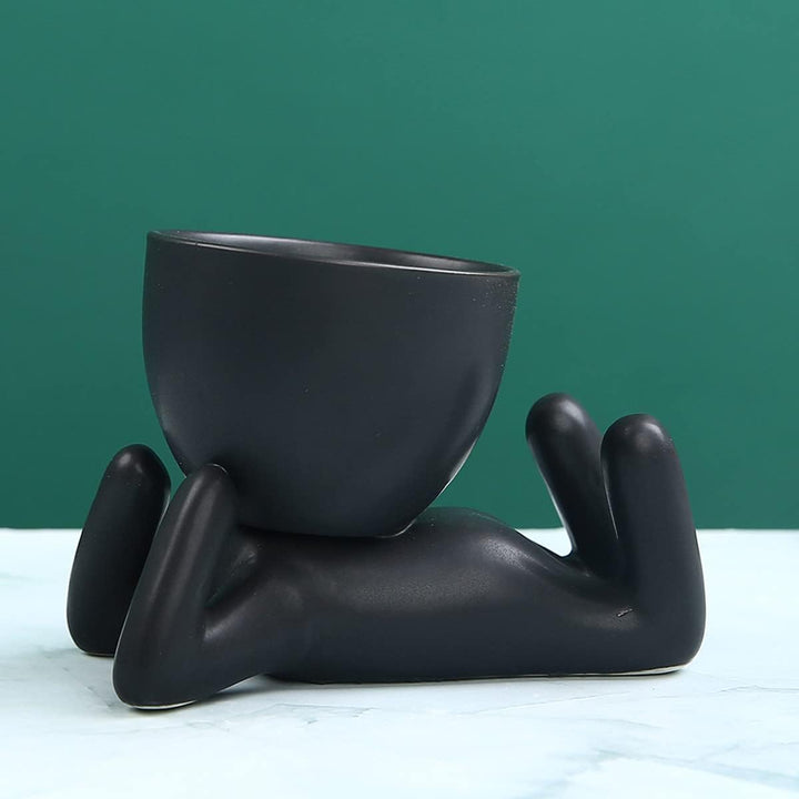 QUHUOYAO Modern Home Keramik-Figur, Blumentopf, Sukkulenten-Keramik-Übertopf für Garten, kreative Ke