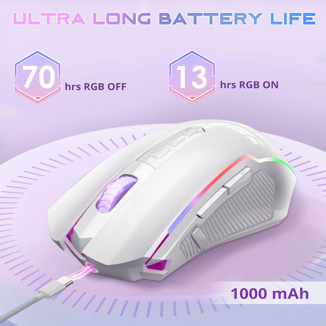 Redragon Gaming Maus Kabellose, RGB Wiederaufladbare Gaming-Maus mit 9 Macro Editing Programmierbare
