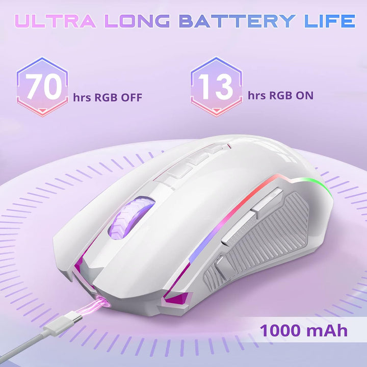 Redragon Gaming Maus Kabellose, RGB Wiederaufladbare Gaming-Maus mit 9 Macro Editing Programmierbare