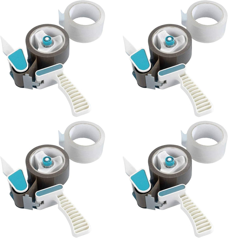 4x Abroller Inkl. 8 Rollen Klebeband Handabroller Profi Klebebandabroller Paketbandabroller für Pake