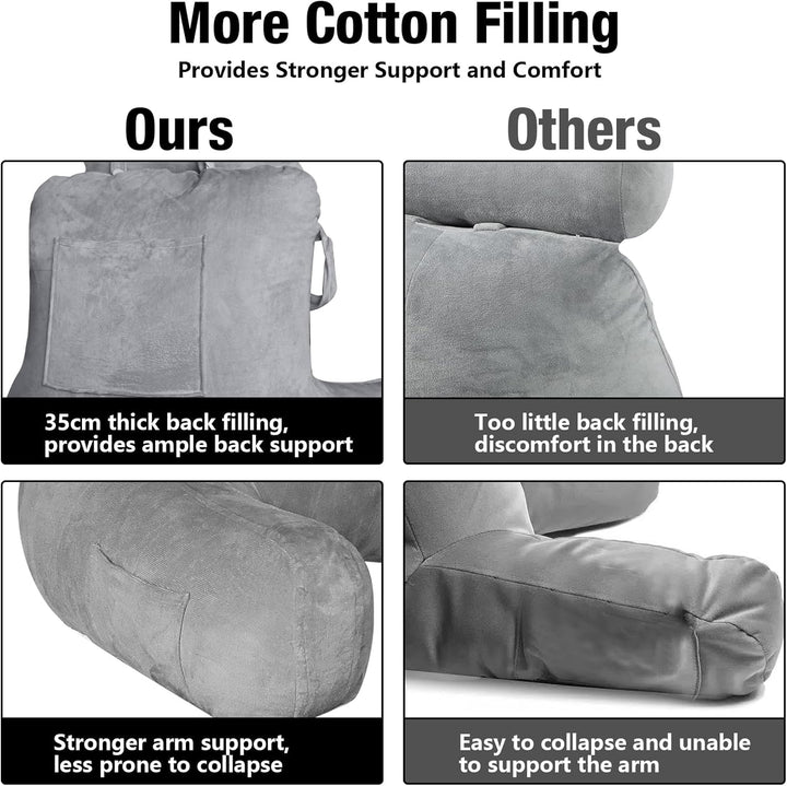 Lesekissen im Bett für Erwachsene, 90x80cm(LxH) Extra gross Rückenkissen zum Lesen mit Abnehmbarer N