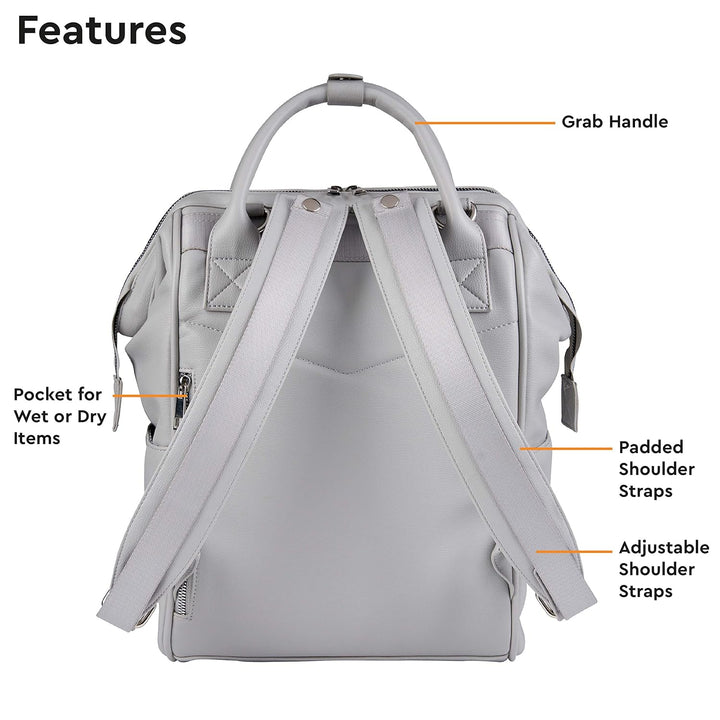 BabaBing Mani Rucksack, vegan, Taubengrau, Kunstleder Taubengraues Kunstleder, Taubengraues Kunstled