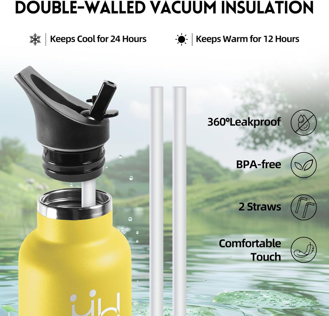 HoneyHolly Trinkflasche 1L, BPA-Frei, Trinkflasche Edelstahl, Thermosflasche, Auslaufsichere Isolier