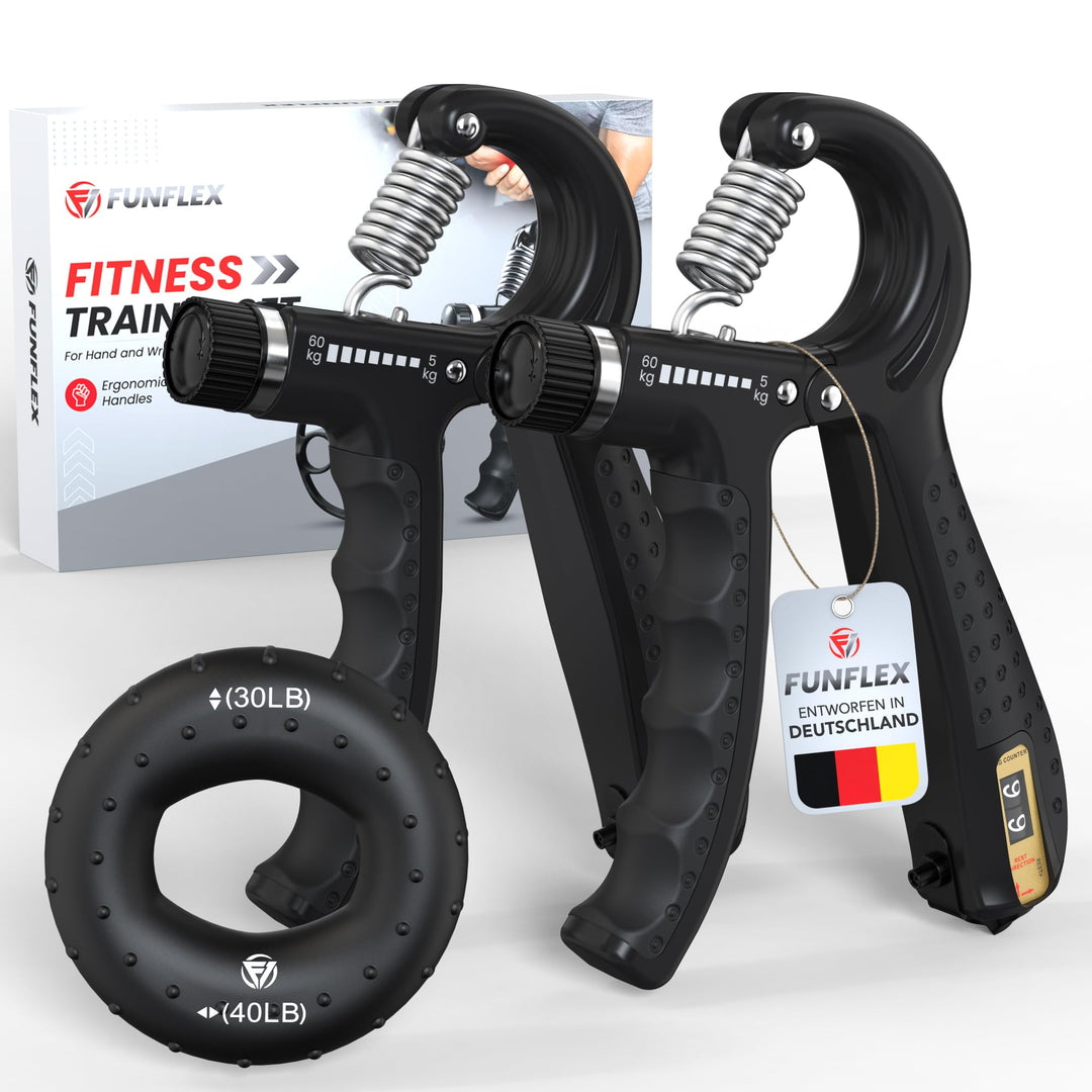 Handtrainer Fingertrainer, Griffkraft Trainer 2er Set, 5-60kg Einstellbarer Widerstand Unterarmtrain