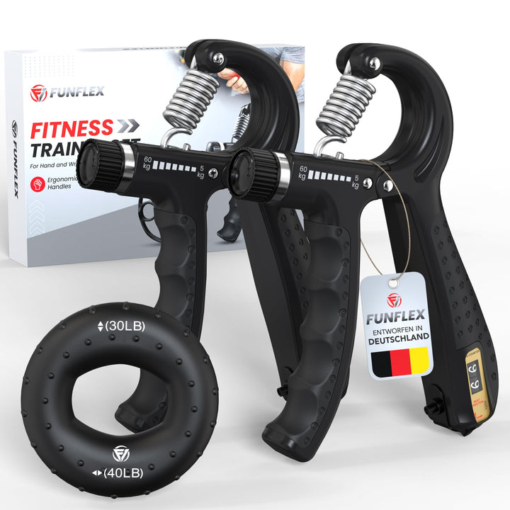 Handtrainer Fingertrainer, Griffkraft Trainer 2er Set, 5-60kg Einstellbarer Widerstand Unterarmtrain