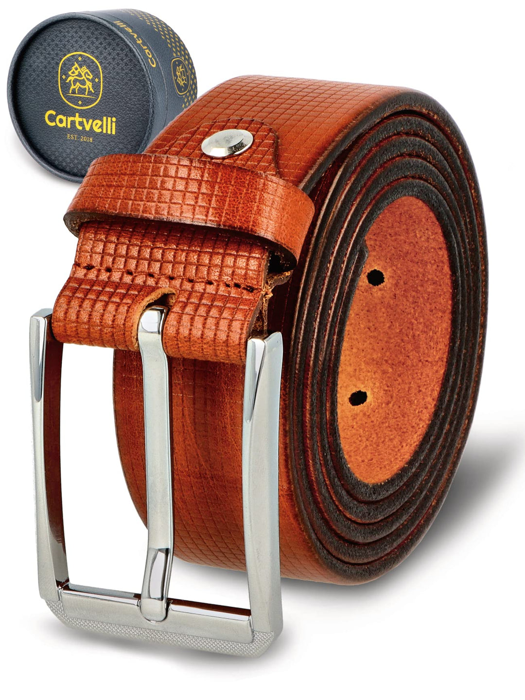 Cartvelli Business Ledergürtel Herren inkl. Geschenkbox Made in Germany - Echt Leder Gürtel Anzug 35