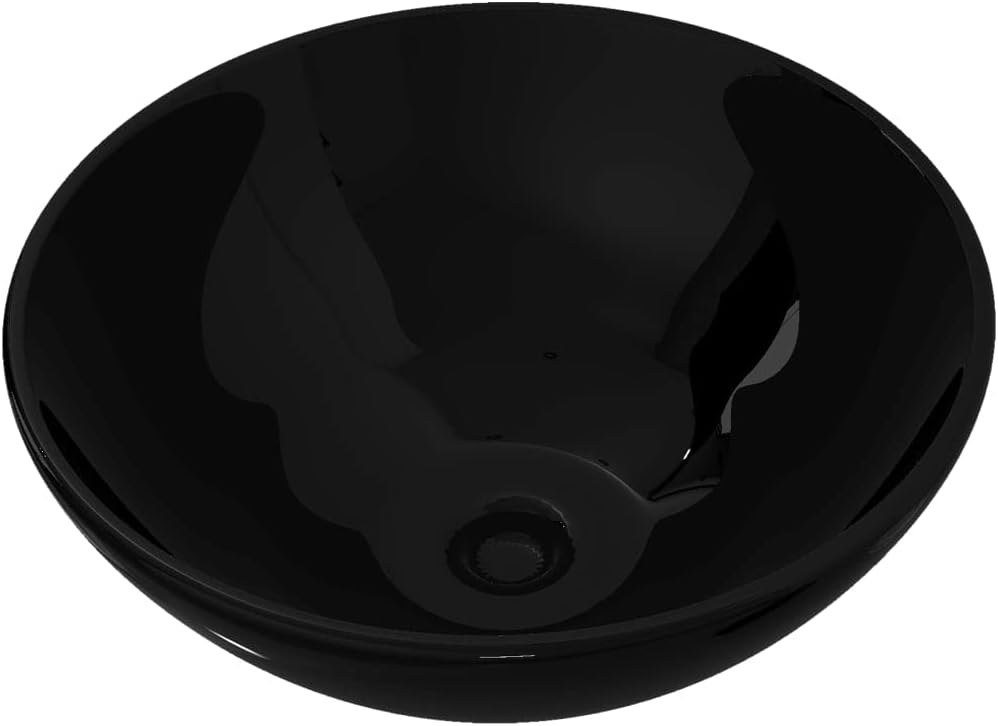 Keramik Waschbecken Rund 32,5x14 CM schwarz Aufsatzwaschbecken Eckig Waschbecken Gäste WC Badezimmer