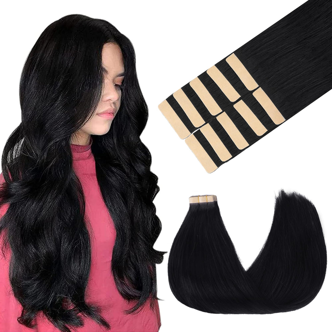 GOO GOO Tape in Extensions Echthaar, Tape Extensions Echthaar, 35cm 25g 10pcs, Extensions Echthaar,