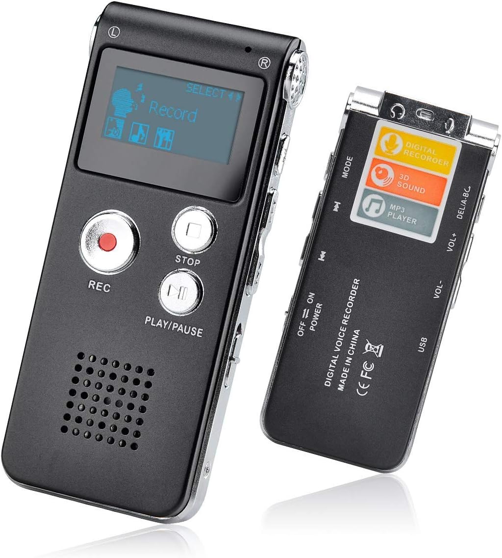 Lychee 8GB LCD Bildschirm Digitales Diktiergerät Aufnahmegerät Sprachaufnahme Audiorekorder Voice Re