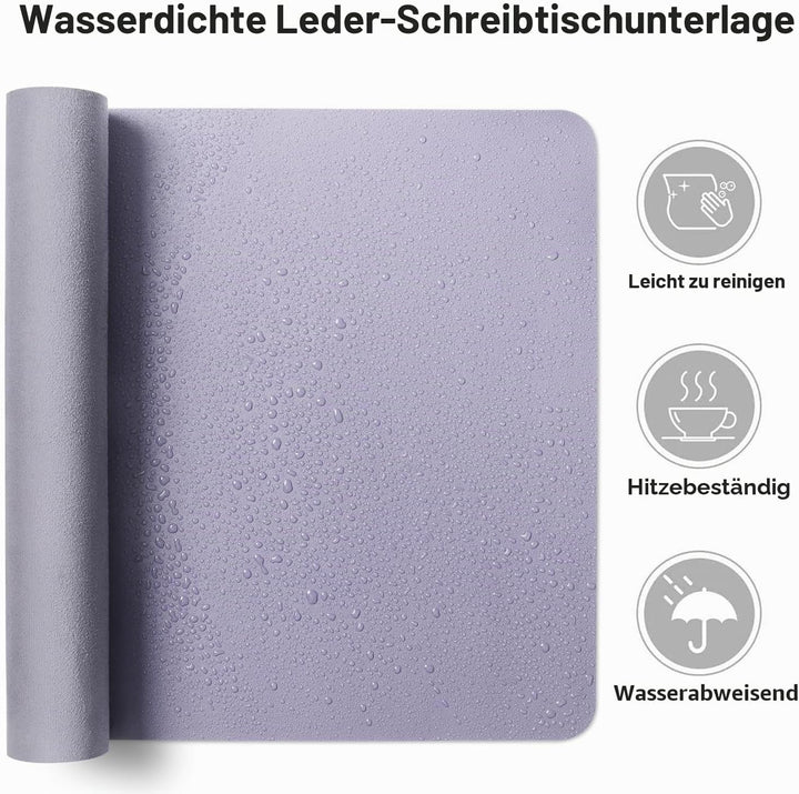 Aothia Schreibtischunterlage,Mauspad mit Leder und Rutchfeste Wildleder,Multifunktionales Office Mou