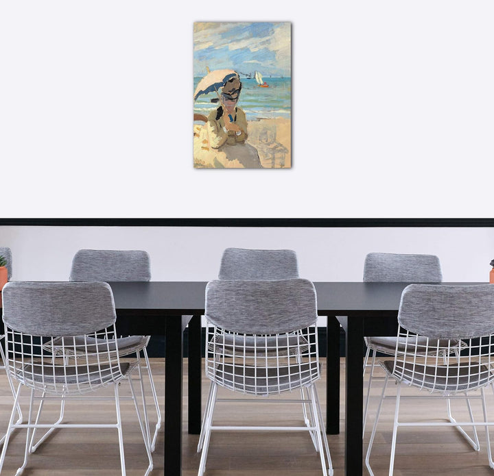 Printed Paintings Leinwand (60x80cm): Claude Monet - Camille sitzt am Strand von Trouville 60x80 cm,
