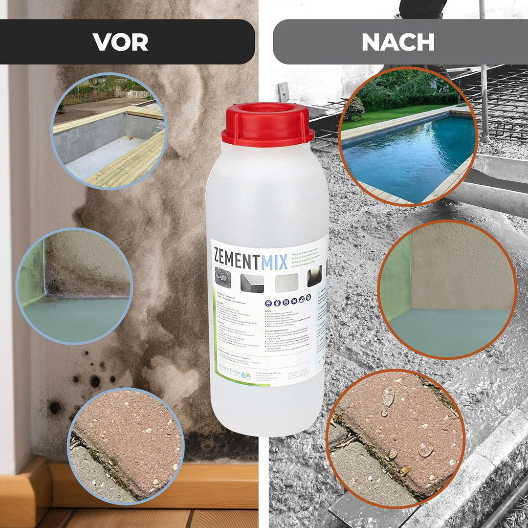 Ecoform Zementmix - Betondichtmittel für WU Beton - flüssigkeitsdichten Beton - Frostschutz & wasser