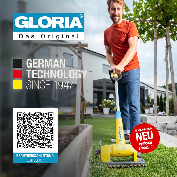GLORIA MultiBrush li-on - Multifunktionale Akku-Bürste/Unkrautentferner | Nutzbar als Stein-, Holz-,