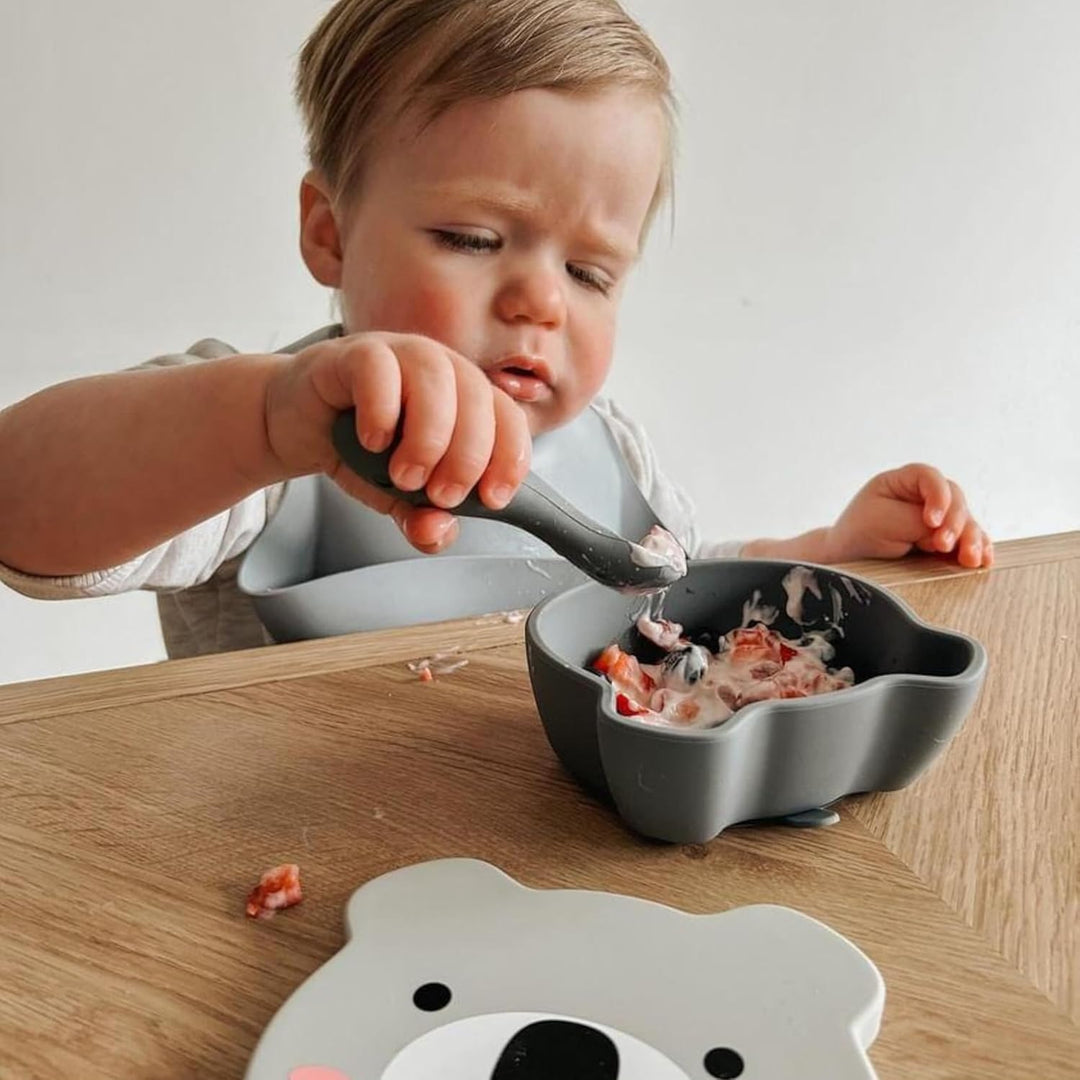TUM TUM Baby Geschirrset - Babyteller mit Saugnapf, Breischale und Esslernbesteck, 6m+ Kev Koala, Gr
