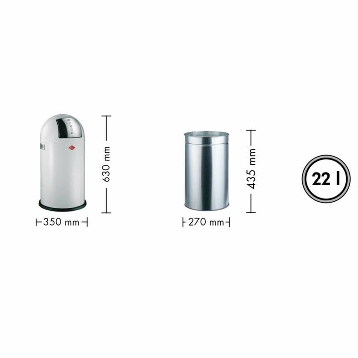 WESCO Pushboy junior Mülleimer in der Farbe mint grün, pulverbeschichtetes Stahlblech, 22 Liter Volu