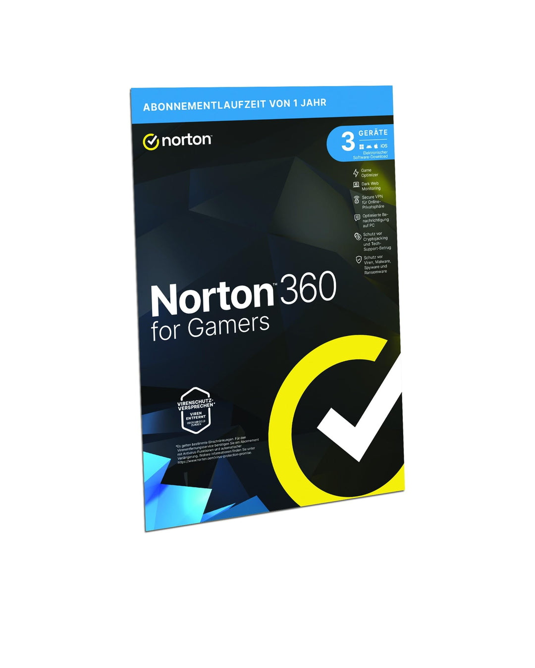 Norton 360 for Gamers 2021, Cybersicherheit für PC-Gamer, Mac oder Mobilgerät |3 Geräte| 1 Jahr | PC