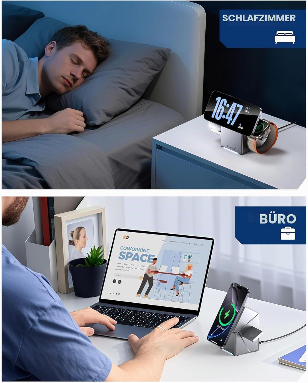 ZEEHOO 3 in 1 Ladestation for Apple Magsafe Ladegerät, CubeTrick-X Qi2 15W Wireless Charger für iPho