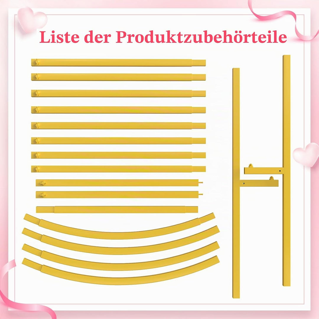 Wokceer 2 m quadratischer Bogen-Hintergrundständer, Goldener Metall-Hochzeitsbogen für Geburtstag, P
