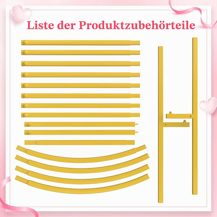 Wokceer 2 m quadratischer Bogen-Hintergrundständer, Goldener Metall-Hochzeitsbogen für Geburtstag, P