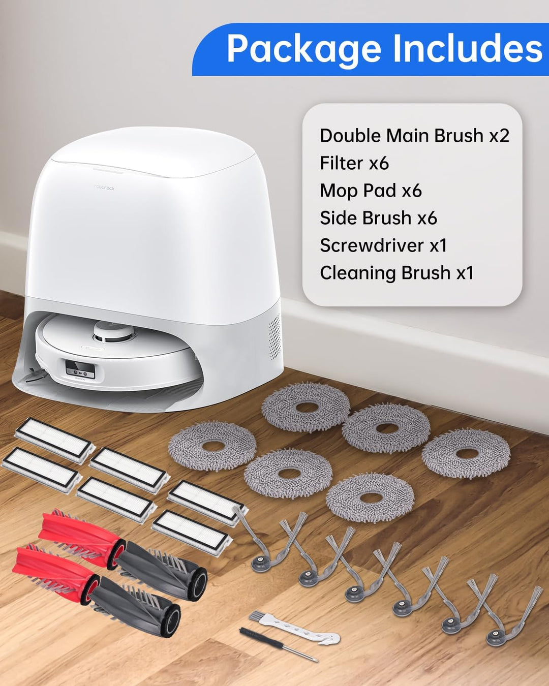 Ersatzteile für Roborock Qrevo Curv/Qrevo Edge/Q Revo Curv S5X Saugroboter, Ersatz Zubehörset mit 2
