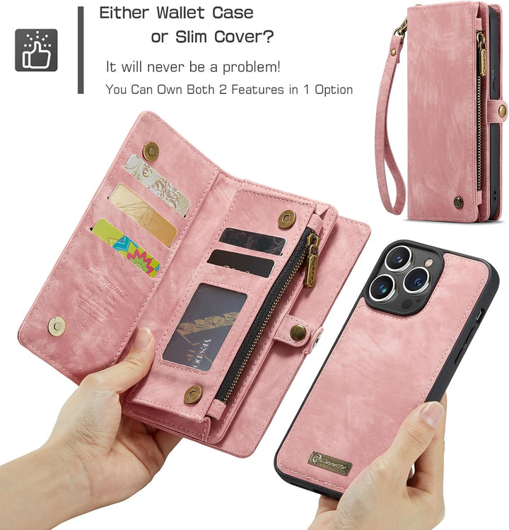 UFinetech für iPhone 15 Pro Max Hülle, Flip Leder TPU Stossfeste Kartenfach Tasche Handyhülle für iP