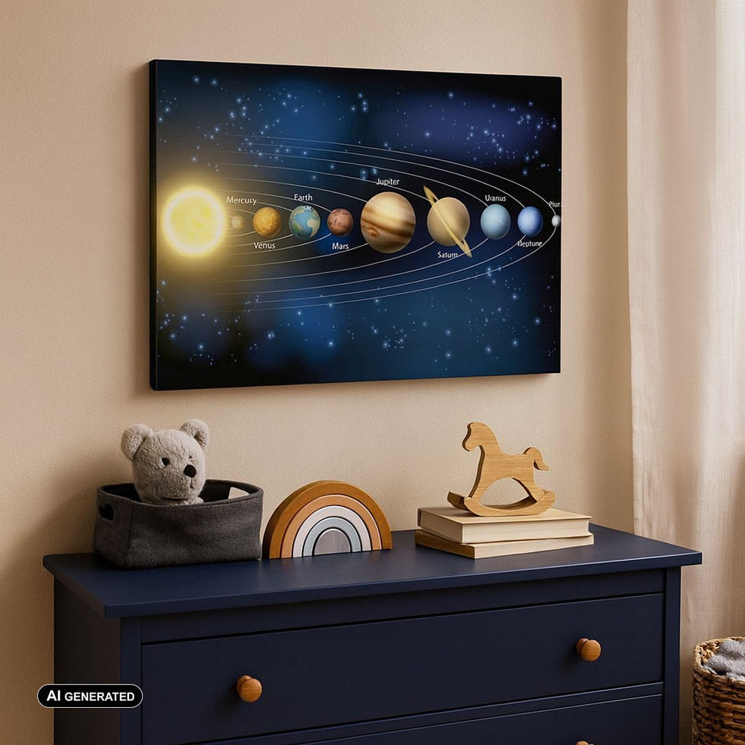 Bilder auf Leinwand Kosmos Planet Leinwandbild mit Rahmen 70x50cm Wandbilder Dekoration Wohnzimmer S