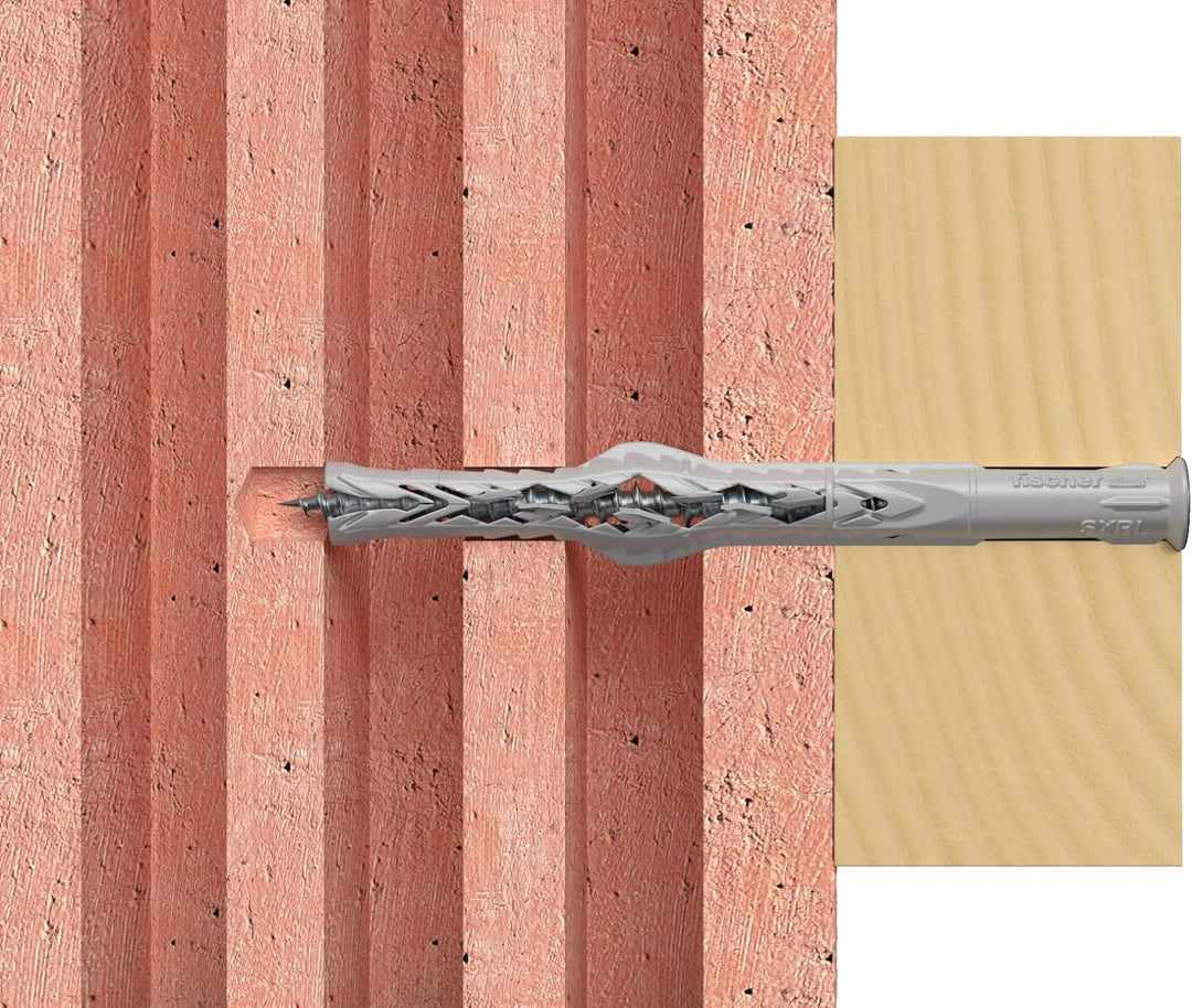 fischer Langschaftdübel SXRL 10x60 T R, Dübel mit Senkkopfschraube aus nicht rostendem Stahl (50 Stk