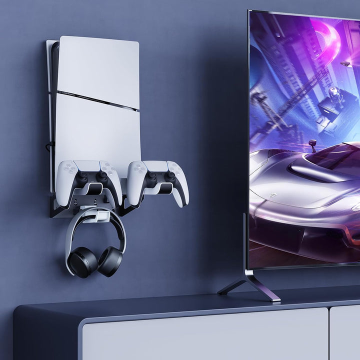 NexiGo PS5 Wandhalterungsset mit Ladestation für PS5 (alle Versionen) und Neue PS5 Slim Konsolen, re