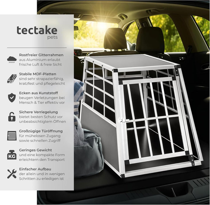 tectake® Hundebox Auto oder Hundebox für Zuhause, Aluminium Hundetransportbox, leicht und stabil, Au