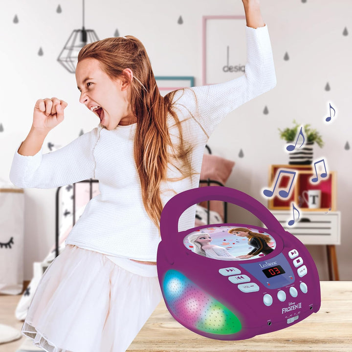 Lexibook - Bluetooth-CD-Player für Kinder - Disney Die Eiskönigin 2 - Tragbar, Lichteffekte, Mikrofo
