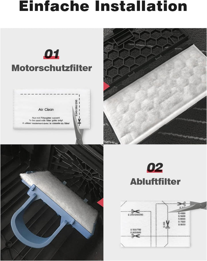 16pcs Staubsauger Filter für Miele, 8 Stück Motorschutzfilter und 8 Stück Staubsaugerfilter kompatib