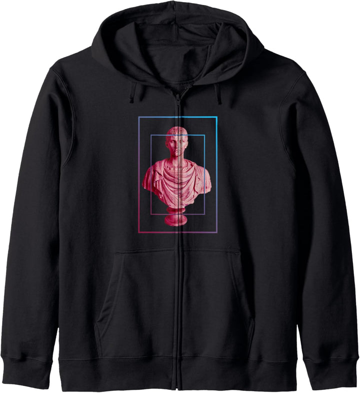 Römische Büste Vaporwave Stil Design Ästhetische Büste Druck Kapuzenjacke