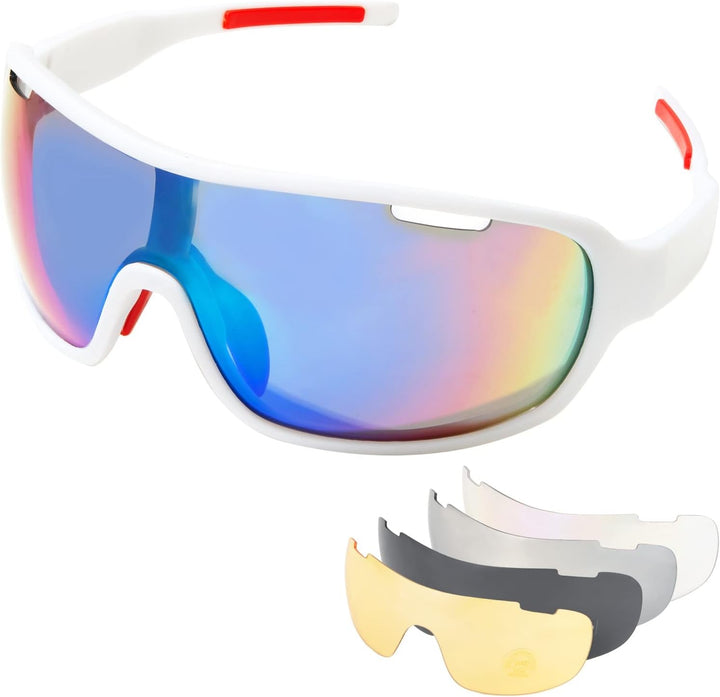 SAWUTPV Fahrradbrille Winddicht Herren Damen TR90 Rahmen Polarisiert Radfahren Ganzer Rahmen MTB Spo