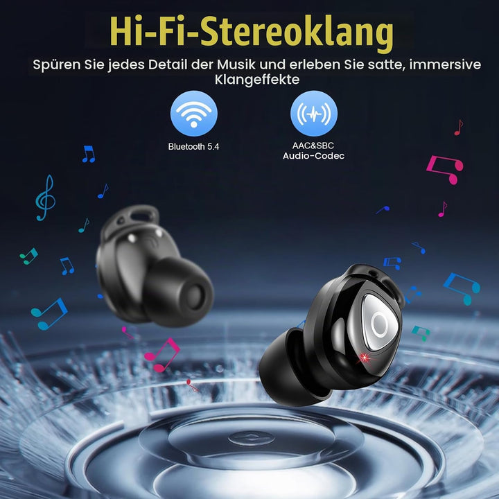 Bluetooth Kopfhörer, 2026 In Ear Kopfhörer Kabellos Bluetooth 5.4 mit 4 ENC Noise Cancelling Mic, St
