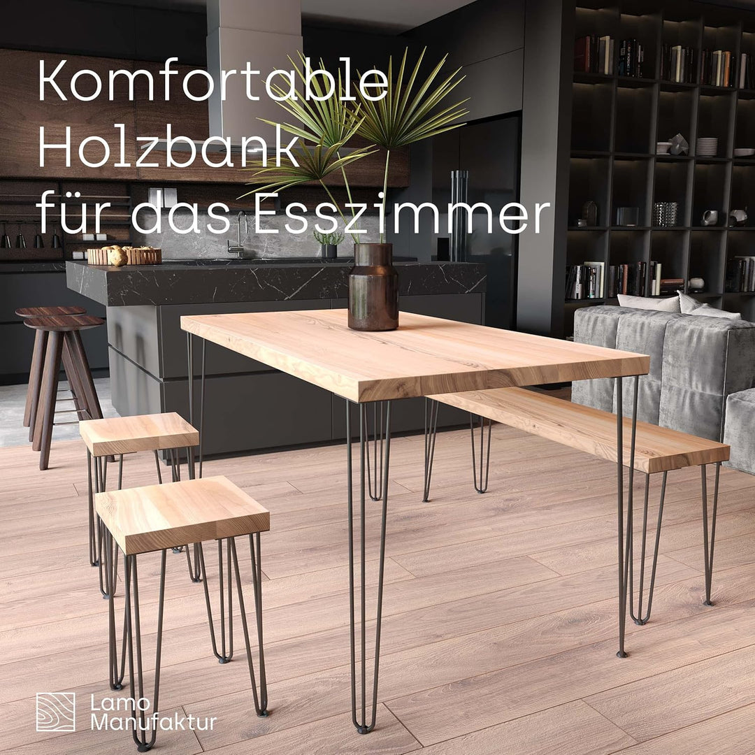 LAMO Manufaktur Hocker Beistelltisch Sitzbank 30x30x47 cm, Möbelfüsse Creative Schwarz/Natur, LSB-01