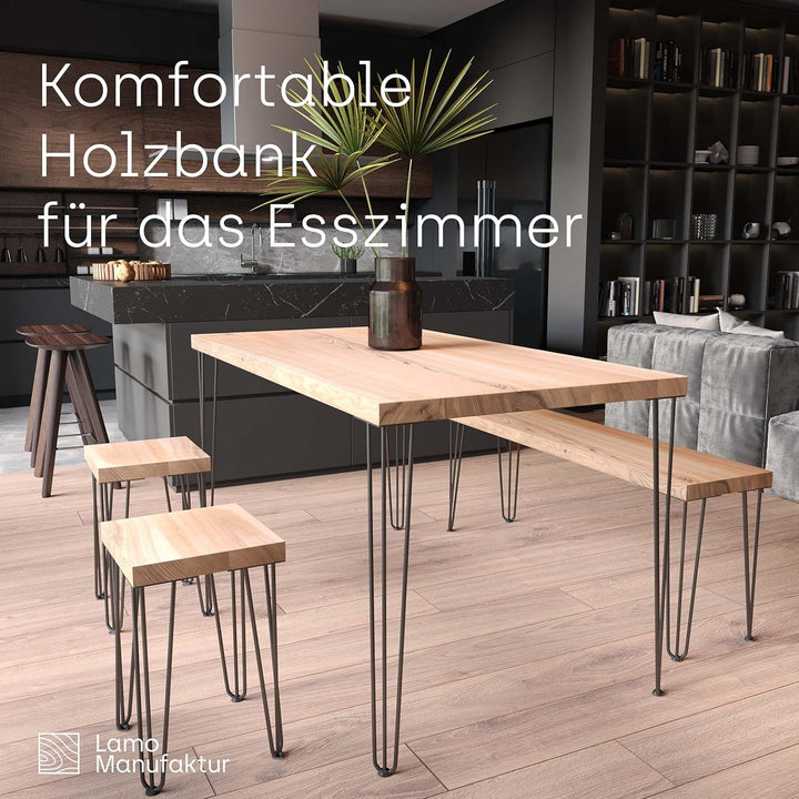 LAMO Manufaktur Sitzbank Esszimmer Holzbank 30x60x47 cm, Möbelfüsse Creative Schwarz/Rustikal, LSB-0
