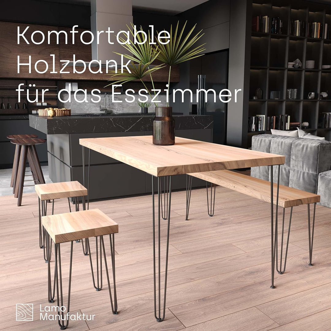LAMO Manufaktur Hocker Beistelltisch Sitzbank 30x40x47 cm, Möbelfüsse Creative Anthrazit/Natur, LSB-