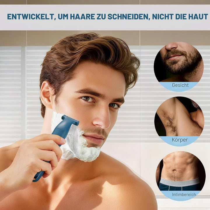 BarberBoss 3-in-1 Herrenrasierer, Pflegeset für Bart, Haare, Nase, Ohr & Körper, Präzisionstrimmer f